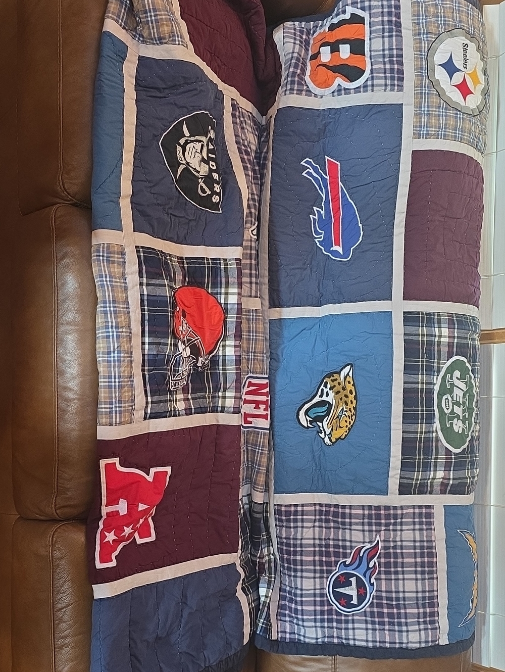 Pottery Barn Teen NFL Team Patchwork Quilted Bedding - Blue, Navy, Maroon